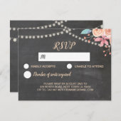 結婚式の招待状 ピーチ コーラル ライト 花 出欠カード (正面/裏面)