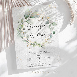 結婚式の招待状 フラワーミニマリストグリーン 招待状