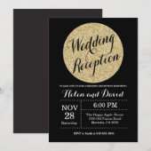 結婚式の招待状 ブラック ゴールド グリッター 招待状 (正面/裏面)