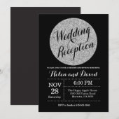 結婚式の招待状 ブラック シルバー グリッター 招待状 (正面/裏面)