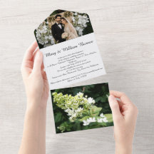 結婚式の招待状 - ペアと花の写真すべてが1つに