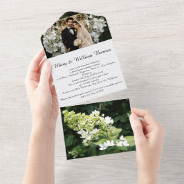 結婚式の招待状 - ペアと花の写真すべてが1つに オールインワン招待状