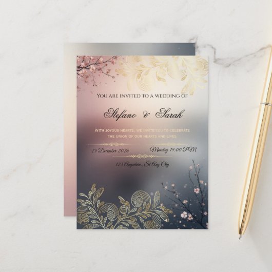 結婚式の招待状 ポストカード (正面/裏面インサイチュ)