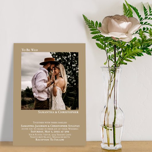 結婚式の招待状 ミニマル モカタン フォトウェディング 招待状