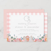 結婚式の招待状 | モノグラム コーラル ギンガム エンクロージャーカード (正面/裏面)