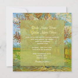 結婚式の招待状。ヴィンテージの花柄、ピンクの桃の木 招待状