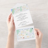 結婚式の招待状 - 写真と地図が1つになったデザイン オールインワン招待状 (貼ってはがせる)