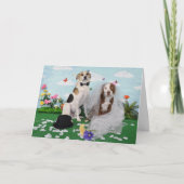 結婚式の招待状、婚礼の日の2匹の犬の写真 カード (正面)