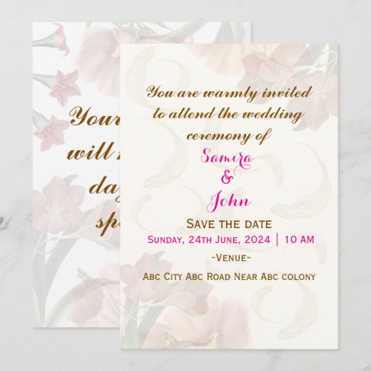 結婚式の招待状 招待状 (正面/裏面)