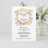 結婚式の招待状 挿入カード ピンクの花輪 招待状 (スタンド正面)