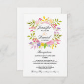 結婚式の招待状 挿入カード ピンクの花輪 招待状 (正面/裏面)