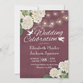 結婚式の招待状 白いアジサイのストリングライト 招待状