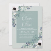 結婚式の招待状 白いアネモネ サジーグリーン 招待状 (正面)