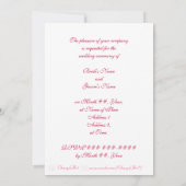 結婚式の招待状、白のピンクの十字架 招待状 (裏面)