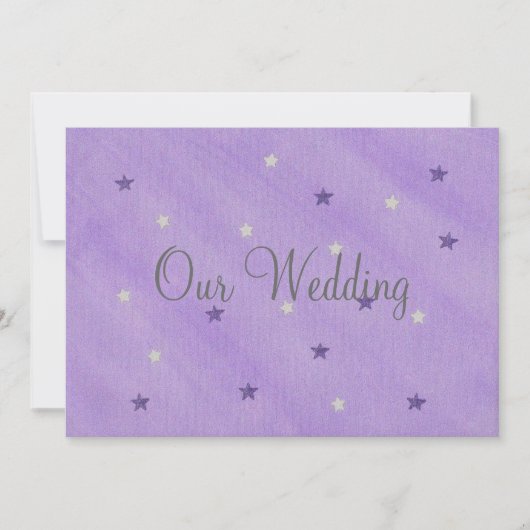 結婚式の招待状、紫と銀の星 招待状 (正面)