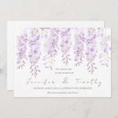結婚式の招待状 紫藤の花が咲く 水彩画 招待状 (正面/裏面)