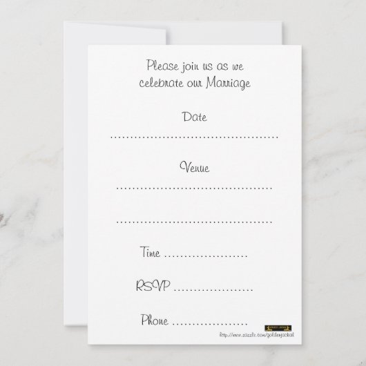 結婚式の招待状。結婚式への招待 招待状 (裏面)