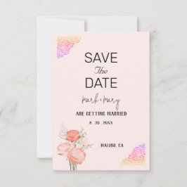 結婚式の招待状 花のピンクのハートの枠 出欠カード