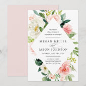 結婚式の招待状, 花, エレガント, クラシック 招待状 (正面/裏面)