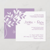 結婚式の招待状 葉の枝 紫 招待状 (正面/裏面)