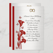 結婚式の招待状 赤いコルチカムと蝶 招待状 (正面/裏面)