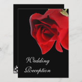 結婚式の招待状 赤いバラ 黒のデザイン 招待状 (正面/裏面)