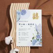 結婚式の招待状 青い蝶 ゴールド 招待状