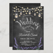 結婚式の招待状 - 黒板 ラベンダー & ライト 招待状 (正面/裏面)
