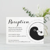 結婚式の招待状。黒白の陰陽の鳩 招待状 (スタンド正面)