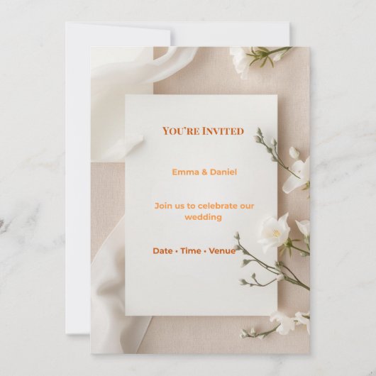 結婚式の招待状、RSVP、感謝の気持ちを伝えるカードのセット 招待状 (正面)