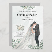 結婚式の招待状「Save the date」編集可能なカード 招待状 (正面/裏面)