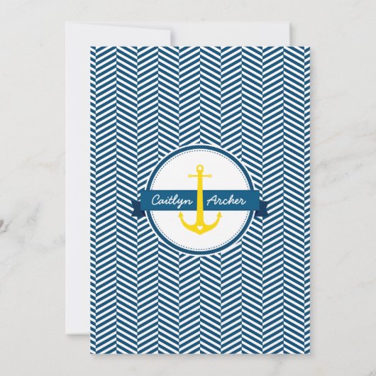 結婚式の招待航海のいかりハートネイビー黄 招待状 (裏面)