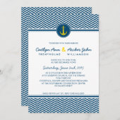 結婚式の招待航海のいかりハートネイビー黄 招待状 (正面/裏面)