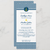 結婚式の招待航海のいかりハートネイビー黄 招待状 (正面/裏面)