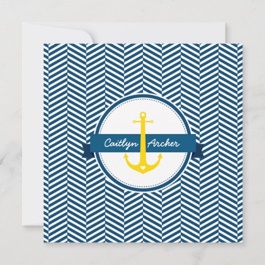 結婚式の招待航海のいかりハートネイビー黄 招待状 (裏面)