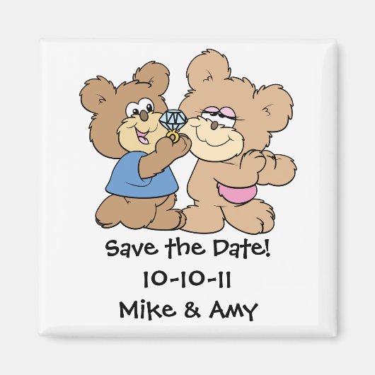 結婚式の提案 クマのSave the Date マグネット (正面)