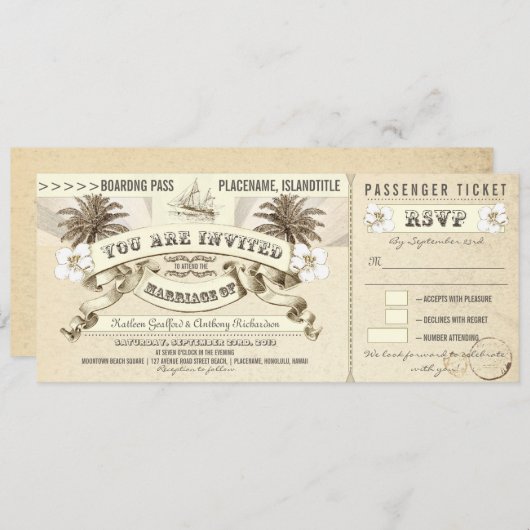 結婚式の搭乗券は招待状に札をつけます 招待状 (正面/裏面)