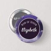 結婚式の新婦付添人のメイド・オブ・オーナー(花嫁付き添い人)の紫色のバイオレット 缶バッジ (正面&裏面)