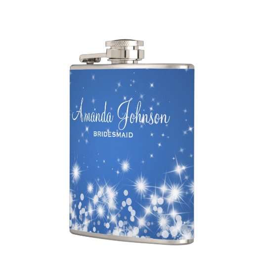 結婚式の新婦付添人の冬の輝きの青 フラスク (左)