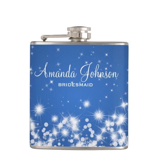 結婚式の新婦付添人の冬の輝きの青 フラスク (正面)