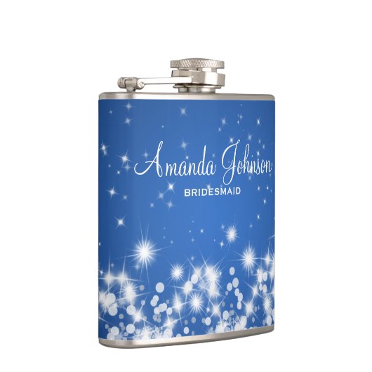 結婚式の新婦付添人の冬の輝きの青 フラスク (右)