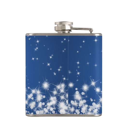 結婚式の新婦付添人の冬の輝きの青 フラスク (裏面)