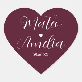 結婚式の新婦新郎の名前を筆記体で ハートシール