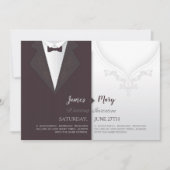 結婚式の新郎のスーツと新婦のドレスの招待状 招待状 (正面)