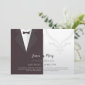 結婚式の新郎のスーツと新婦のドレスの招待状 招待状 (スタンド正面)
