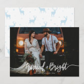 結婚式の新郎新婦の写真「Married & Bright Script」 シーズンカード (正面/裏面)