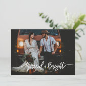 結婚式の新郎新婦の写真「Married & Bright Script」 シーズンカード (スタンド正面)