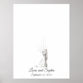 結婚式の新郎新婦の指紋ゲストブック ポスター