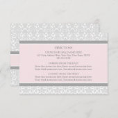 結婚式の方向はピンクの灰色のダマスク織を梳きます エンクロージャーカード (正面/裏面)