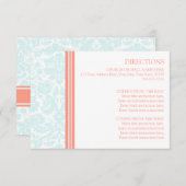 結婚式の方向は水の珊瑚のダマスク織を梳きます エンクロージャーカード (正面/裏面)